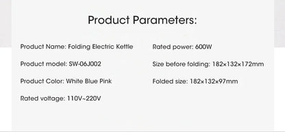 Mini  Portable Teapot Water Heater Outdoor Travel Home Tea Pot Water Kettle 0.6L 600W