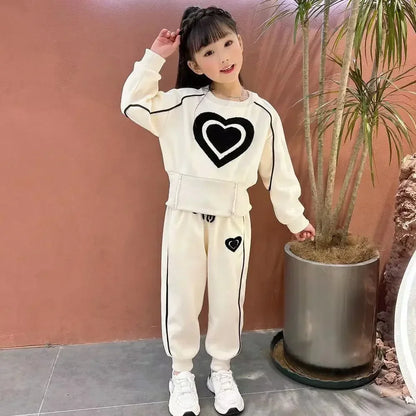 New Spring Autumn Girls Clothing Sets Kids Casual Sweatshirt+pant 2pcs Suit Tracksuit Child Outfit Sets Printing Sportswear 1-9