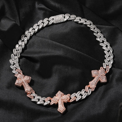 THE BLING KING 3pcs Necklace Prong Setting 5A Cubic Zirconia Choker HipHop Fashion Jewelry