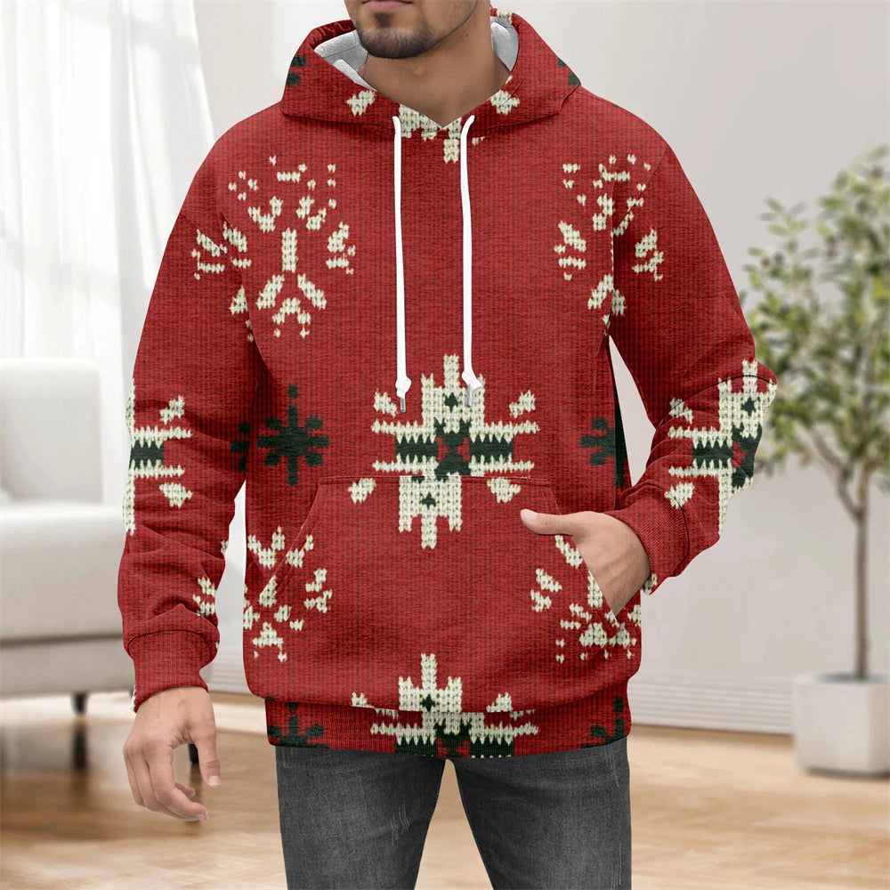 Christmas Men's Hoodie Christmas Graphic Print Long Sleeve Sweatshirts Men Casual Top Oversized Hoodies For Mens Hooded Pullover