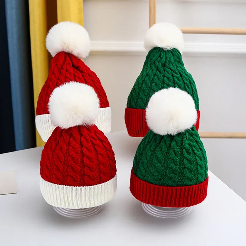 Christmas Santa New Year Hat Winter Warm Crochet   2 Sizes For Adult Kids