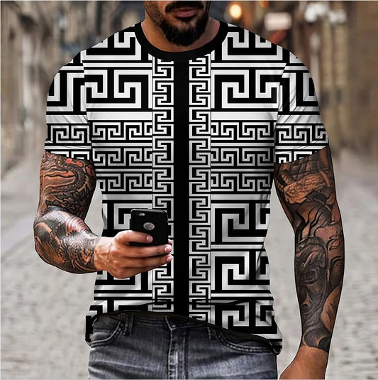 Simple Fashion Summer Men's Short Sleeve T-Shirt 3d Printed aily Retro