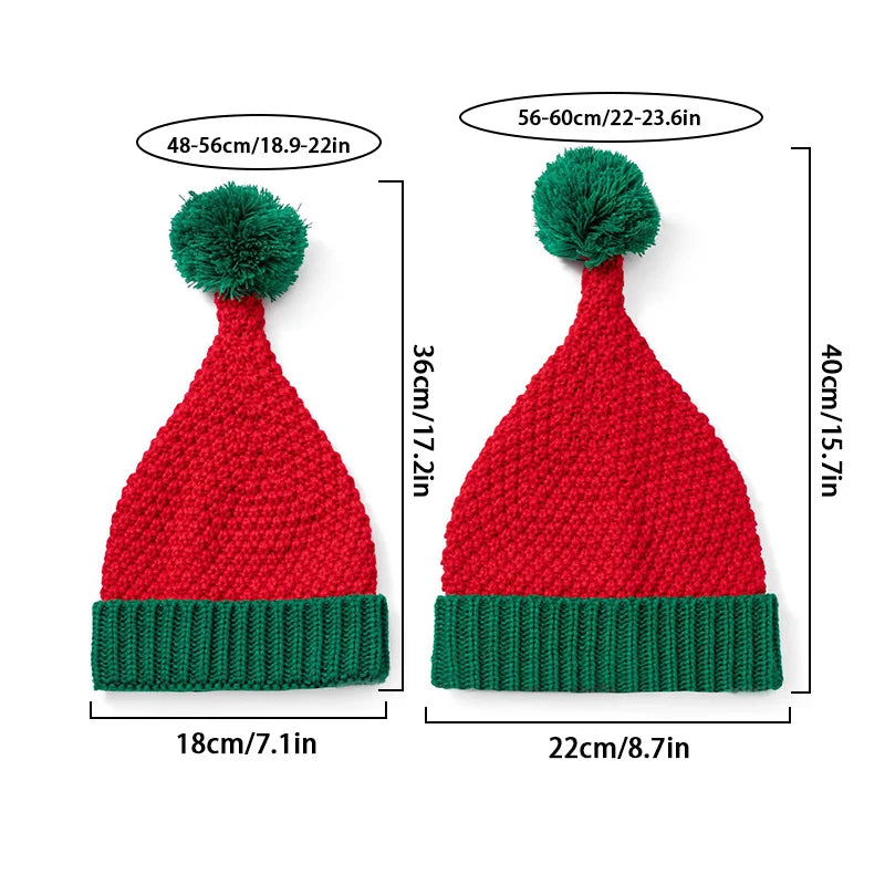 Knitted Christmas Hat Cute Pom Pom Adult Kids Soft Beanie Santa Hat New Year Party Kids Christmas Gift Navidad Xmas Decoration