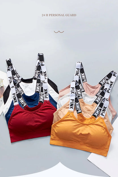 Women's Sports Bra Push Up Fitness Bra Yoga Bra Sport Underwear Running Gym Fitness Tops Black White Letters Seamless Underwear