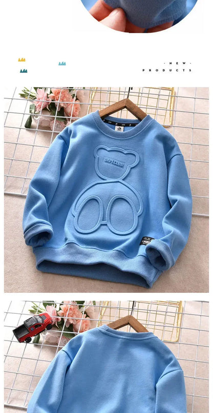 Print Bear Sweatshirt Boys Clothes Teenagers Long Sleeve   Cotton Tops Anime Hoodie