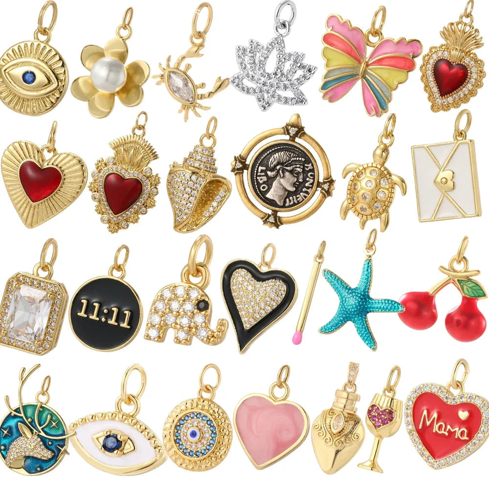 Cute Butterfly Cherry Necklace for Women Golden Evil Blue Eye Collars Diy Pendant Stainless Steel Chain High Quality