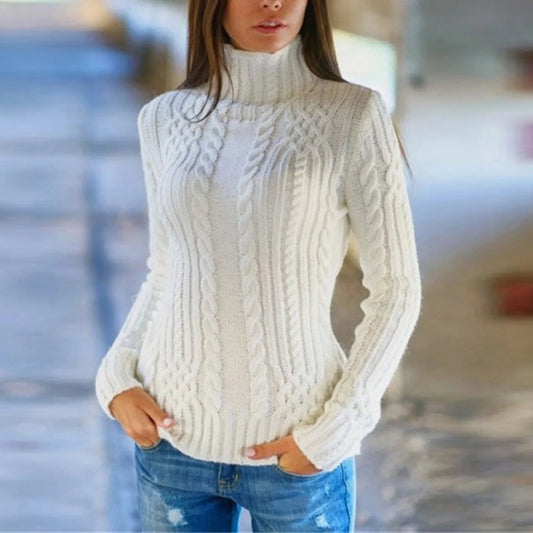 Women Knitted Sweaters Wool Turtleneck Long-Sleeve Pullover Winter Autumn Jumper Clothes Female Pullover