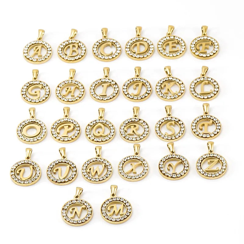 Fashion Stainless Steel Necklaces for Women Cubic Zircon Charm Initial Letter Pendant Name Jewelry Hot selling