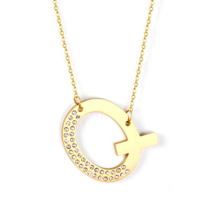 LUXUSSTEL CZ Letter M Pendant Necklace Trendy Style Gold Color High Quality Stainless Steel 26 Initial Collars  Chains