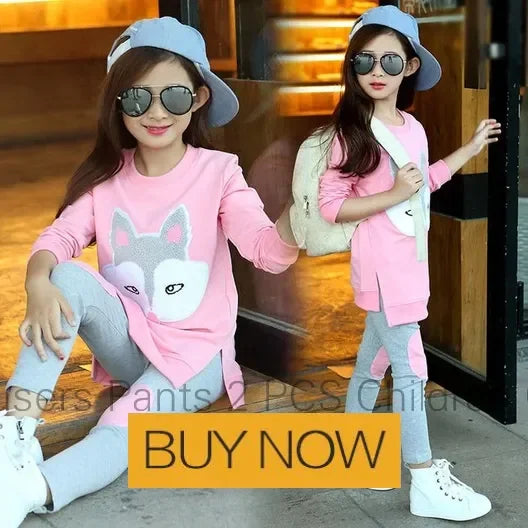 New Spring Autumn Girls Clothing Sets Kids Casual Sweatshirt+pant 2pcs Suit Tracksuit Child Outfit Sets Printing Sportswear 1-9