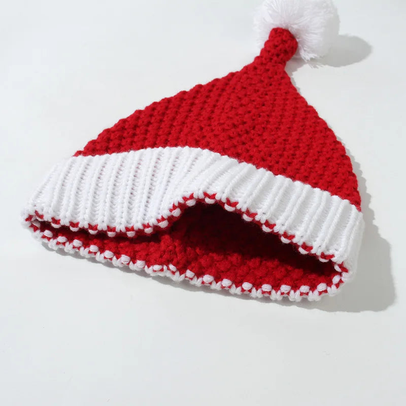 Knitted Christmas Hat Cute Pom Pom Adult Kids Soft Beanie Santa Hat New Year Party Kids Christmas Gift Navidad Xmas Decoration