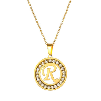 Fashion Stainless Steel Necklaces for Women Cubic Zircon Charm Initial Letter Pendant Name Jewelry Hot selling