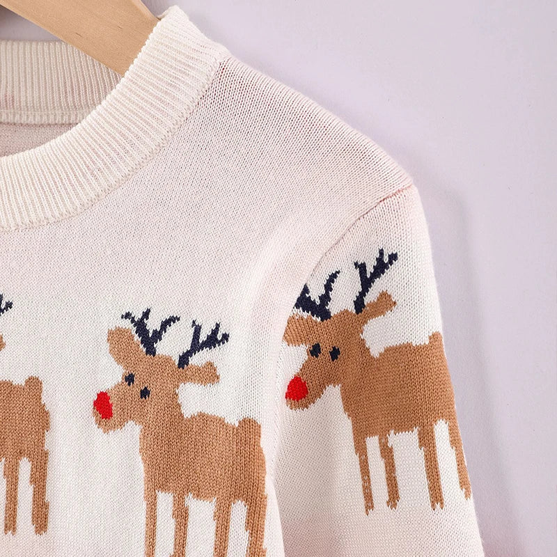 Christmas Boys Girls Sweaters Autumn Winter Children Cartoon Deer Knitted Pullover Jumpers Warm Outerwear Kids Casual Clothing