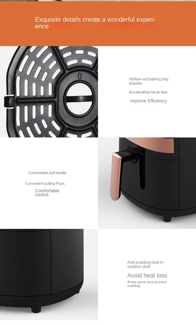 Deerma Oil-free air fryer Household appliances Intelligent large capacity automatic multi-function chip machine Touch screen