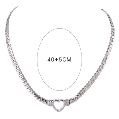 Necklace Stainless Steel for Women Fashion Metal Texture Flat Collar Waterproof Necklace Girlfriend Gift