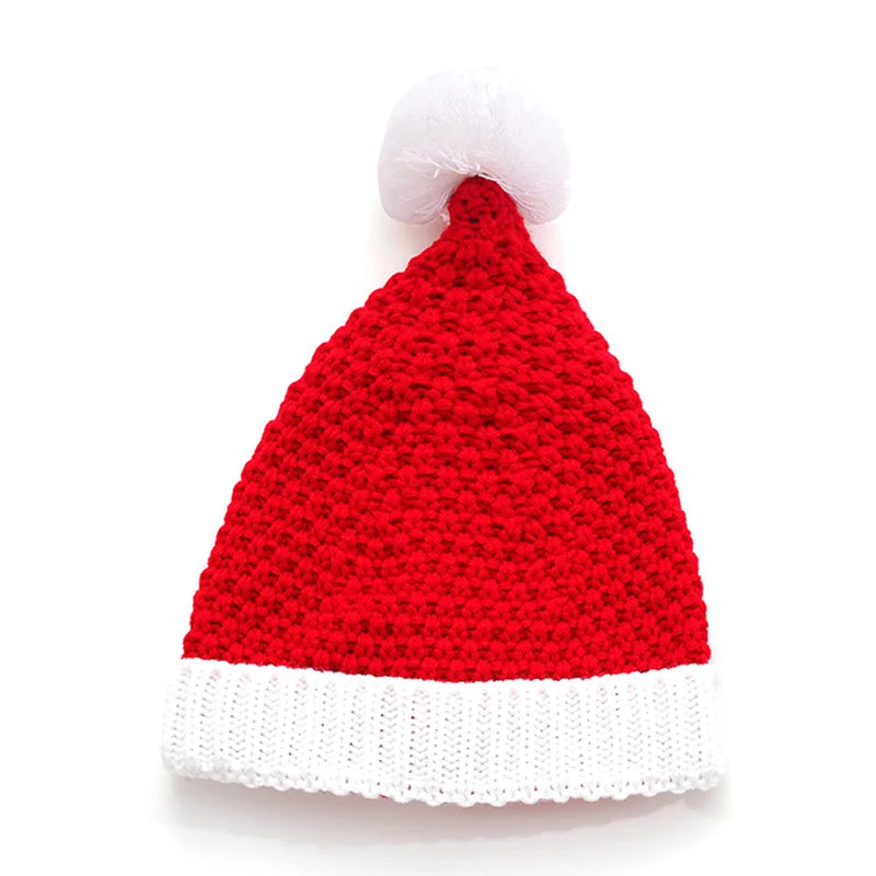 Knitted Christmas Hat Cute Pom Pom Adult Kids Soft Beanie Santa Hat New Year Party Kids Christmas Gift Navidad Xmas Decoration