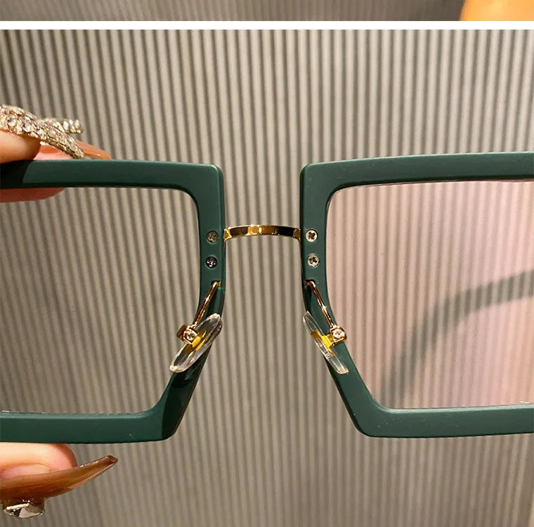 KLASSNUM Large Frame Women Anti-blue Light Glasses Thick Frame Transparent Shades Oversize Computer Eyepiece 2025 New In