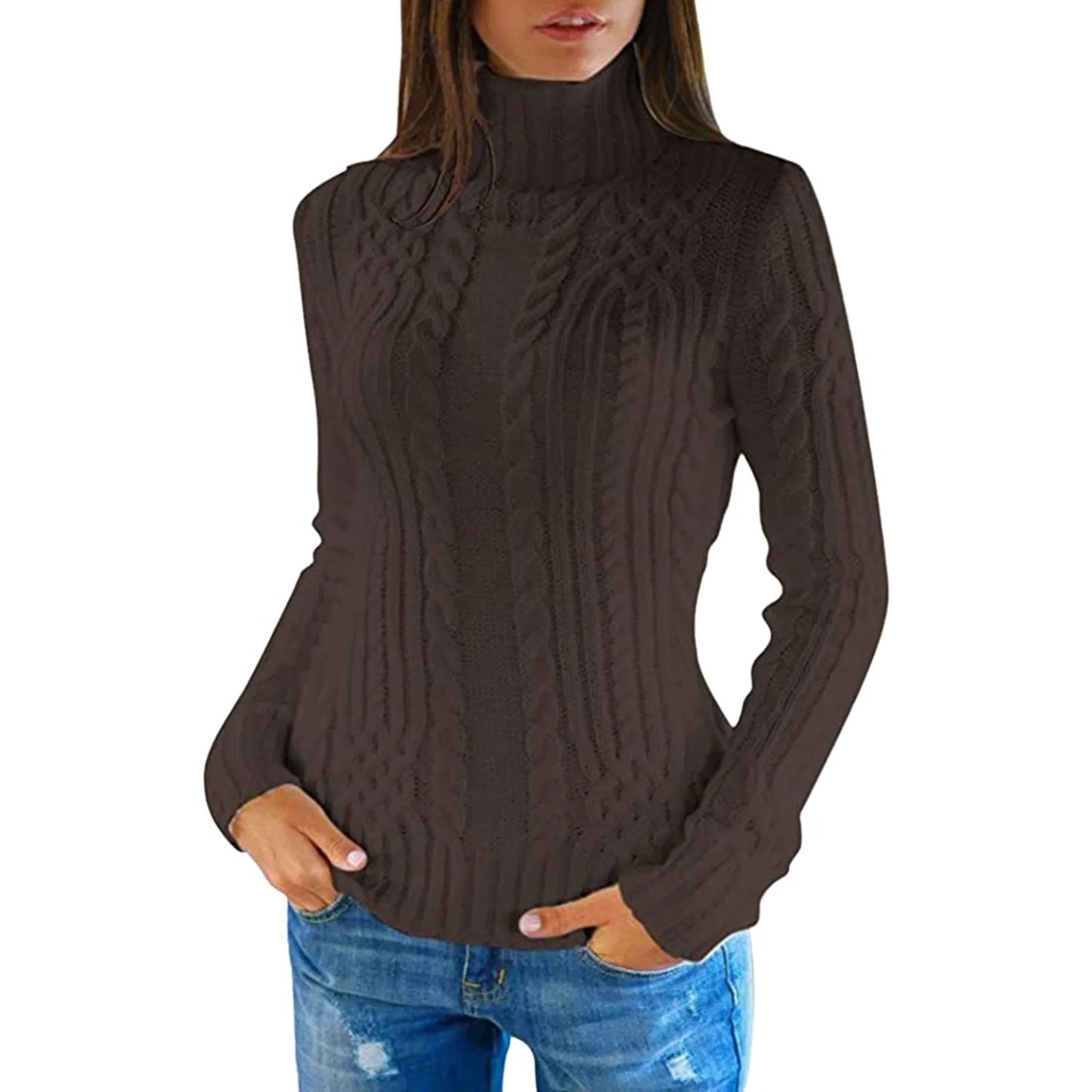 Women Knitted Sweaters Wool Turtleneck Long-Sleeve Pullover Winter Autumn Jumper Clothes Female Pullover