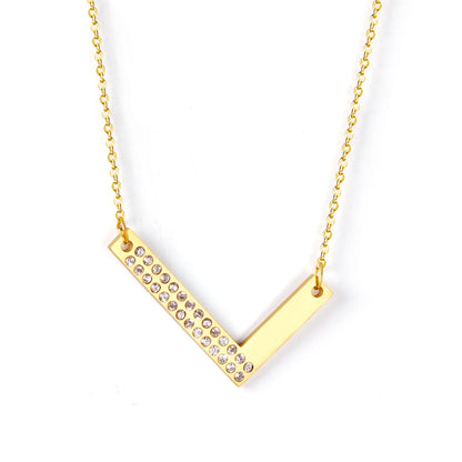 LUXUSSTEL CZ Letter M Pendant Necklace Trendy Style Gold Color High Quality Stainless Steel 26 Initial Collars  Chains