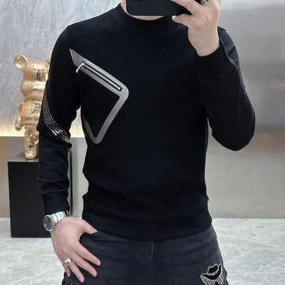 Long Sleeve O-neck T-Shirts Fashion Loose Autumn Winter Thin Solid Color Interior Lapping Simplicity Pullovers Men's Clothing