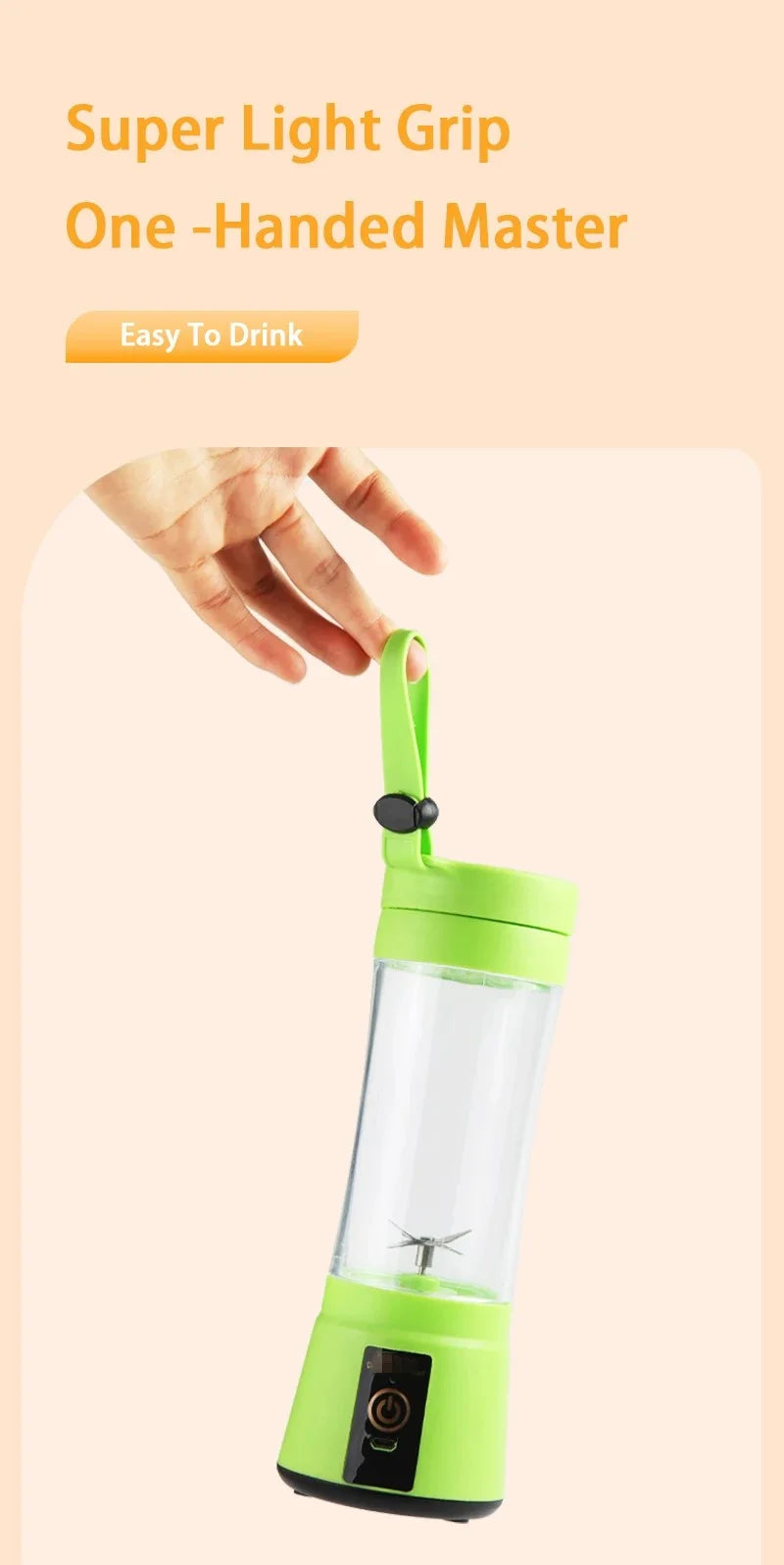 1Pc Portable Fruit Juice Blenders Summer Personal Electric Mini Bottle Home USB 6 Blades Juicer Cup Machine For Kitchen