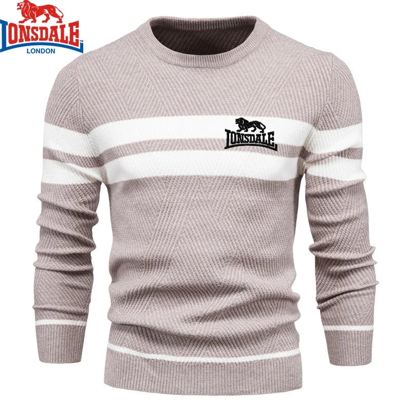 Mens Boys Winter Stripe Sweater Thick Warm Pullovers Men's O-neck Basic Casual Slim Comfortable Sweaters