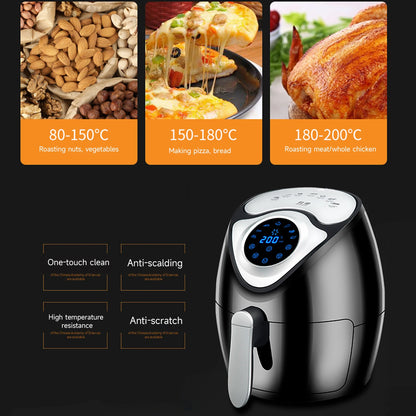 5.5L Smart Electric Air Fryer 360°Baking Convection Oven Deep Fryer without Oil Auto Power Off Easy Cleaning Kitchen Appliance