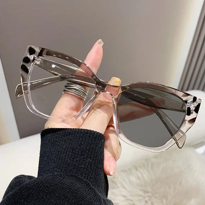 2023 Sexy Cat Eye Glasses Square Red Black Gradient Frame Women Men Vintage Flat Glasses Unisex Anti Blue Light Optical Eyewear
