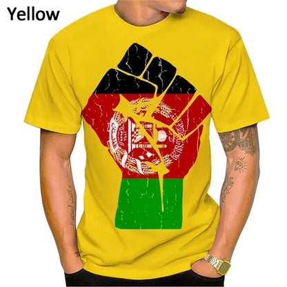 Summer Fashion 3D Printing Men's T-shirt Afghanistan Flag Casual Round Neck Unisex Short Sleeve Tops Trendy Unisex Tshirts Tees