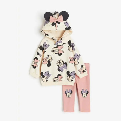 Girls Cartoon Trendy Clothing Mickey Minnie Full Print Hooded Tops Toddler Boys New Autumn Costume Casual Fashion Sweatshirts