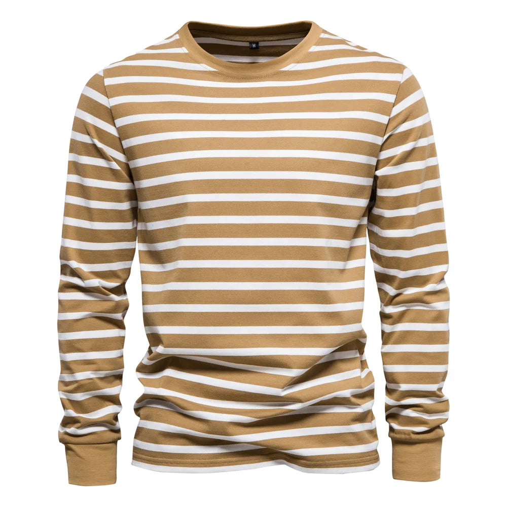 Men Fashion Comfortable Cotton Long Sleeve T-shirt Leisure O-neck Pullover Autumn Loose Tops