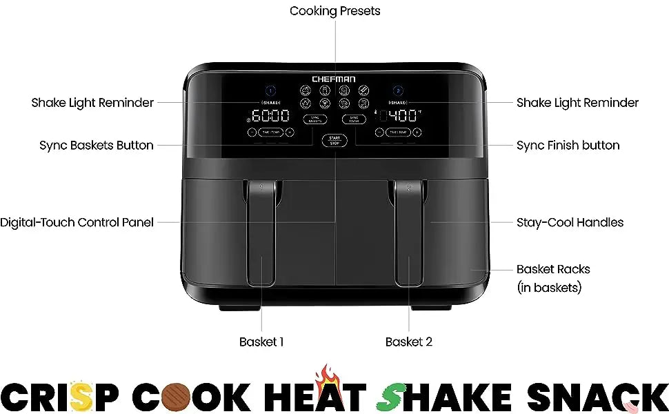 Maximize The Healthiest Meals With Double Basket Capacity Air Fryer Home-appliance Kitchen Airfryer Airfryers Oil Fryers