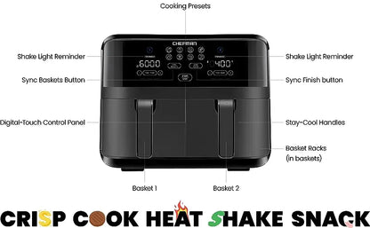 Maximize The Healthiest Meals With Double Basket Capacity Air Fryer Home-appliance Kitchen Airfryer Airfryers Oil Fryers