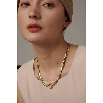 Necklace Stainless Steel for Women Fashion Metal Texture Flat Collar Waterproof Necklace Girlfriend Gift