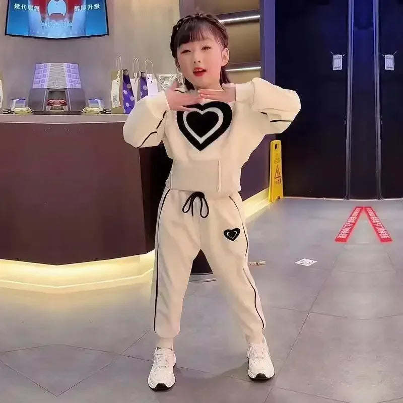 New Spring Autumn Girls Clothing Sets Kids Casual Sweatshirt+pant 2pcs Suit Tracksuit Child Outfit Sets Printing Sportswear 1-9