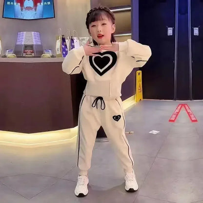 New Spring Autumn Girls Clothing Sets Kids Casual Sweatshirt+pant 2pcs Suit Tracksuit Child Outfit Sets Printing Sportswear 1-9