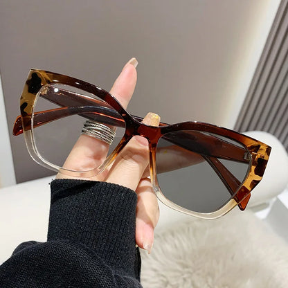 2023 Sexy Cat Eye Glasses Square Red Black Gradient Frame Women Men Vintage Flat Glasses Unisex Anti Blue Light Optical Eyewear