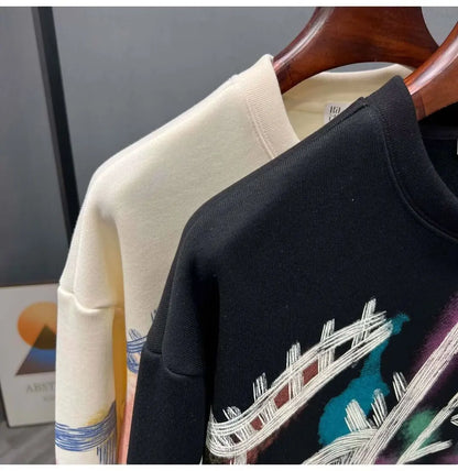 Autumn New Men's Sweatshirts Hoodies Harajuku High Street Full Graphic Top High Quality Not Fading Long Sleeved T-shirts 2024