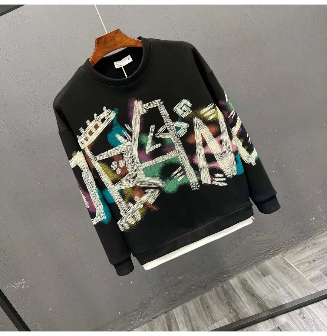 Autumn New Men's Sweatshirts Hoodies Harajuku High Street Full Graphic Top High Quality Not Fading Long Sleeved T-shirts 2024