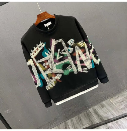 Autumn New Men's Sweatshirts Hoodies Harajuku High Street Full Graphic Top High Quality Not Fading Long Sleeved T-shirts 2024