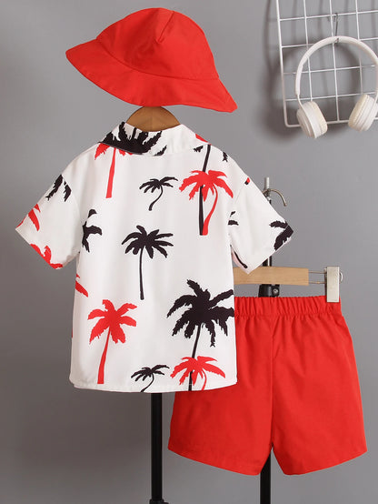 Three-piece summer 2 to 7-year-old boys and girls  print short-sleeved shirt