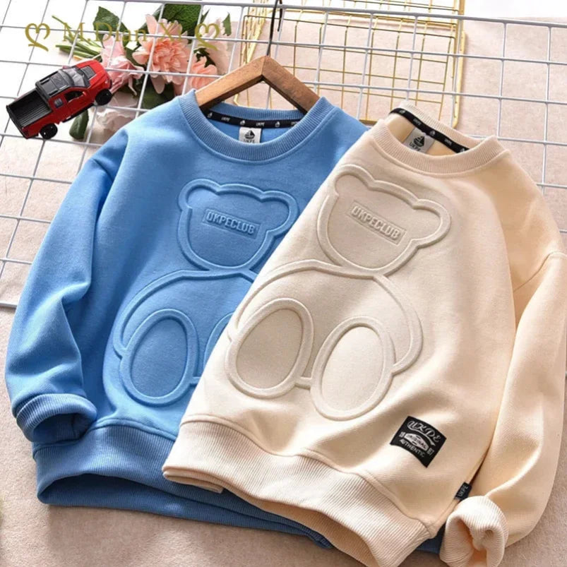 Print Bear Sweatshirt Boys Clothes Teenagers Long Sleeve   Cotton Tops Anime Hoodie