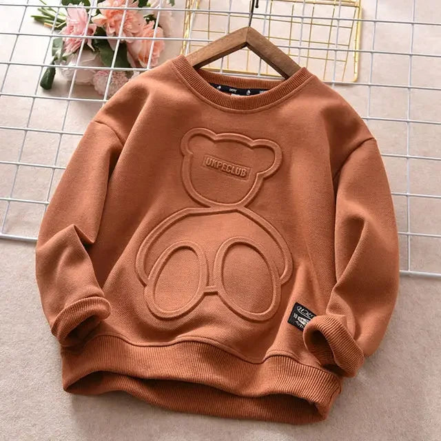 Print Bear Sweatshirt Boys Clothes Teenagers Long Sleeve   Cotton Tops Anime Hoodie