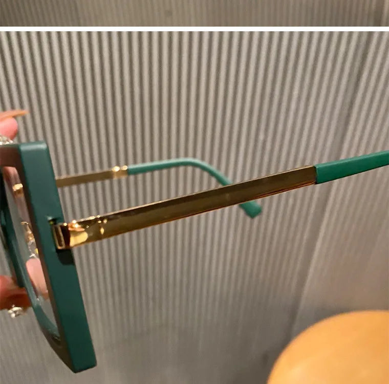 KLASSNUM Large Frame Women Anti-blue Light Glasses Thick Frame Transparent Shades Oversize Computer Eyepiece 2025 New In