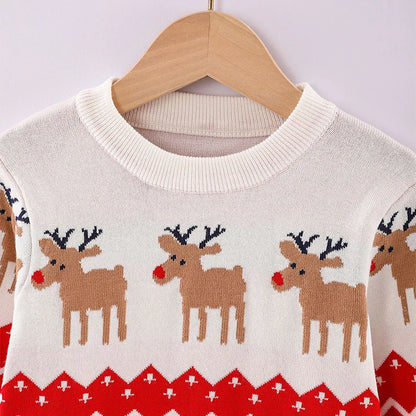 Christmas Boys Girls Sweaters Autumn Winter Children Cartoon Deer Knitted Pullover Jumpers Warm Outerwear Kids Casual Clothing