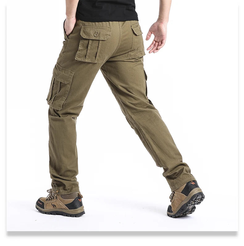 Sports Jogging Tactical Pants Elastic Waist Pure Cotton Casual Work Pants