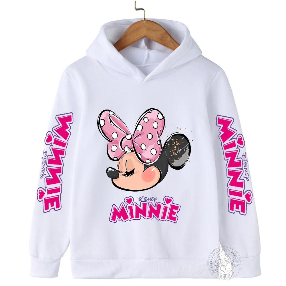 2023 Autumn/Winter Boys Minnie Warm Top 3-14 Year Old Children's Hoodie Girls Outdoor Sports Shirt