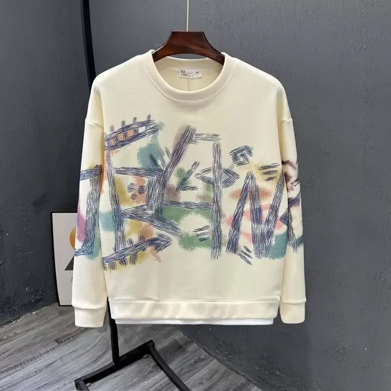 Autumn New Men's Sweatshirts Hoodies Harajuku High Street Full Graphic Top High Quality Not Fading Long Sleeved T-shirts 2024