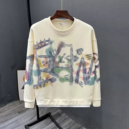 Autumn New Men's Sweatshirts Hoodies Harajuku High Street Full Graphic Top High Quality Not Fading Long Sleeved T-shirts 2024