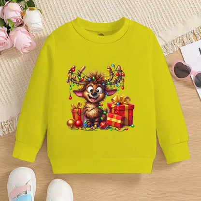 Christmas Elk Deer Print Children Sweatshirt Autumn Long Sleeve